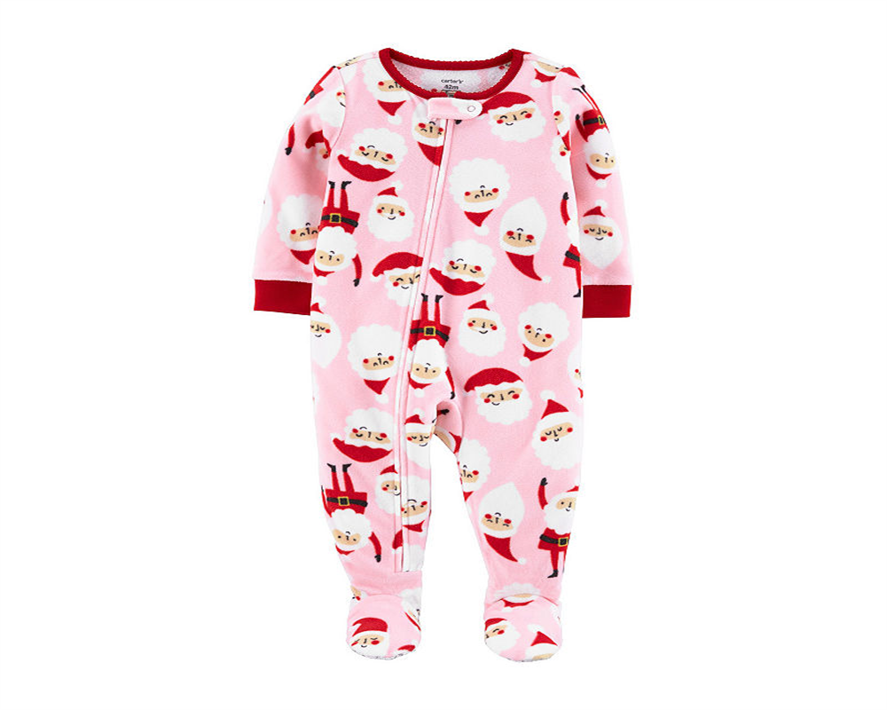 Carter's Girl's Print Santa Fleece Footie Rosa Tamanho 5T