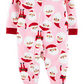 Carter's Girl's Print Santa Fleece Footie Rosa Tamanho 5T