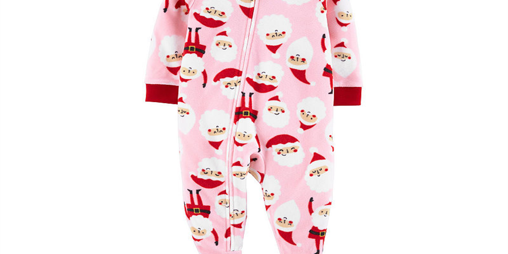 Carter's Girl's Print Santa Fleece Footie Rosa Tamanho 5T