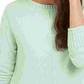 Suéter feminino texturizado canelado com manga 3/4 e gola redonda, tamanho pequeno, verde, estilo &amp; co