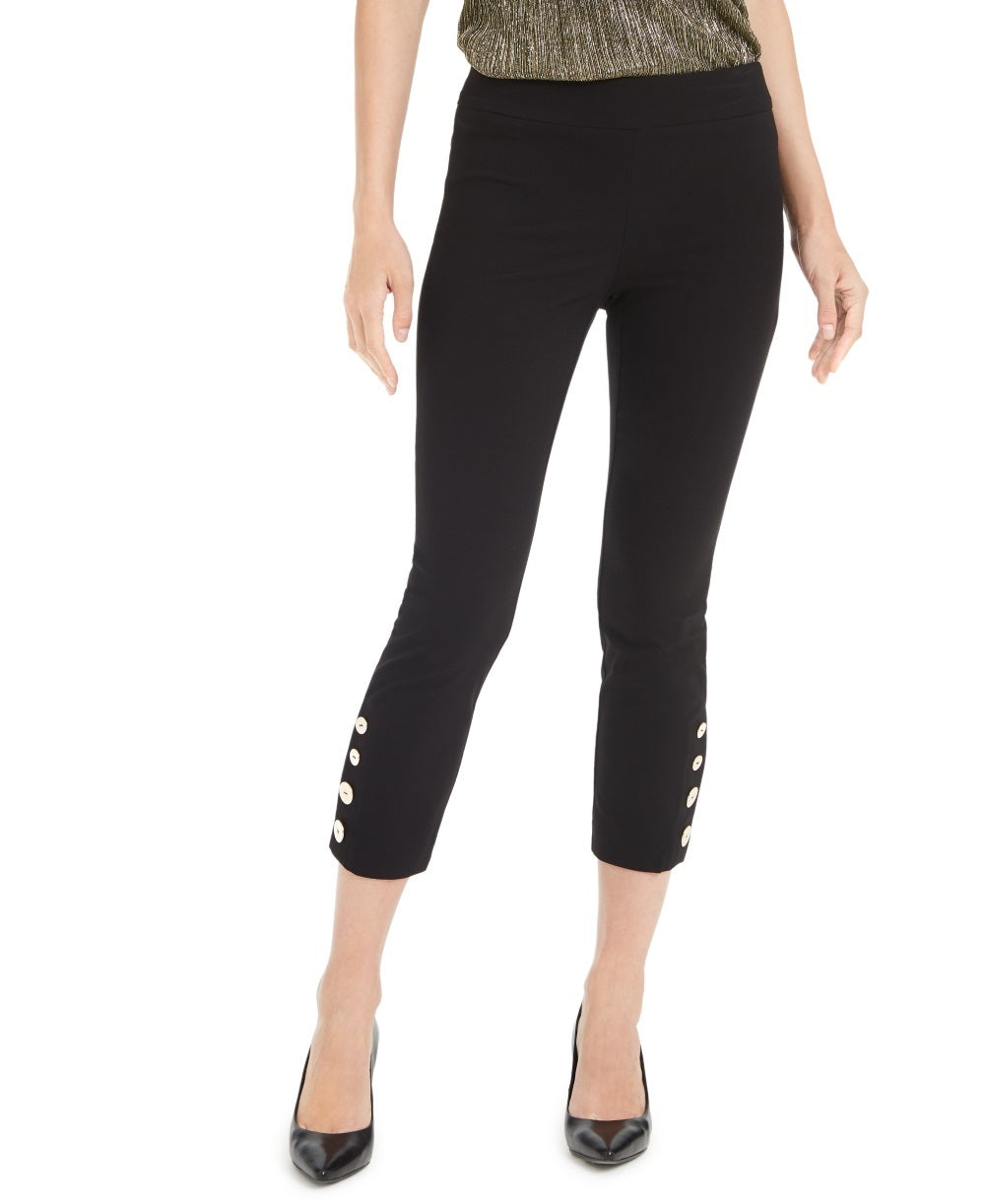 Calça Alfani Feminina com Acabamento em Botões Preta Tamanho 6 Petite