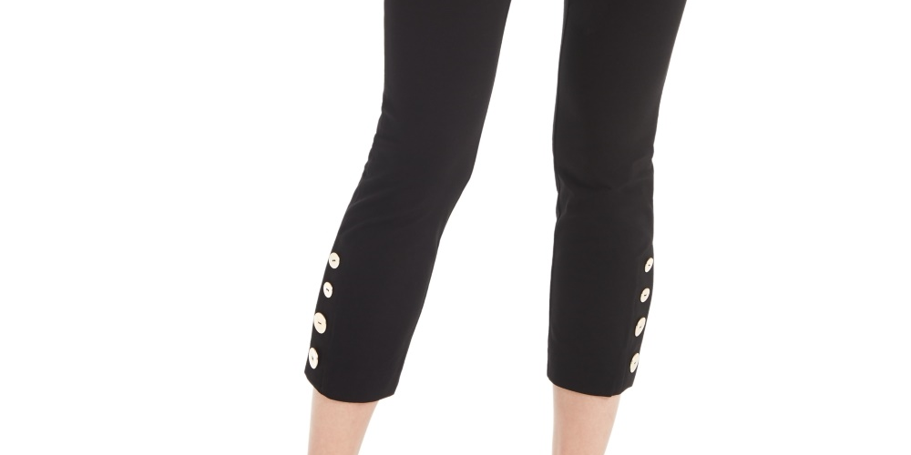 Calça Alfani Feminina com Acabamento em Botões Preta Tamanho 6 Petite