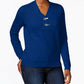 Karen Scott Suéter Henley Feminino de Algodão Azul Tamanho Pequeno P