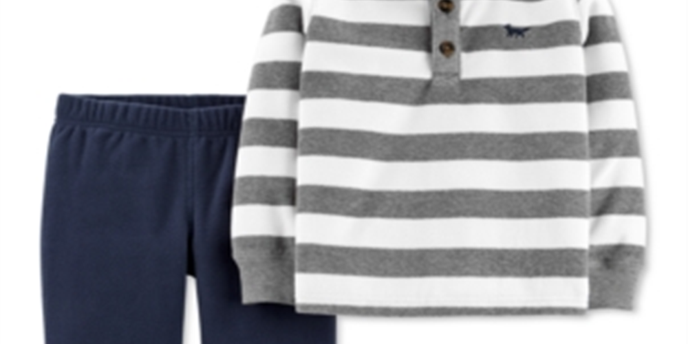 Conjunto de calças listradas Carter's Boy's 2 peças cinza bebê tamanho 6 meses