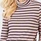 Charter Club Blusa feminina listrada de manga comprida e gola alta, rosa, tamanho pequeno, extragrande