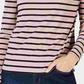 Charter Club Blusa feminina listrada de manga comprida e gola alta, rosa, tamanho pequeno, extragrande