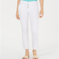 Calça jeans feminina Flying Monkey com botões e bainha crua, perna reta, branca, tamanho 27