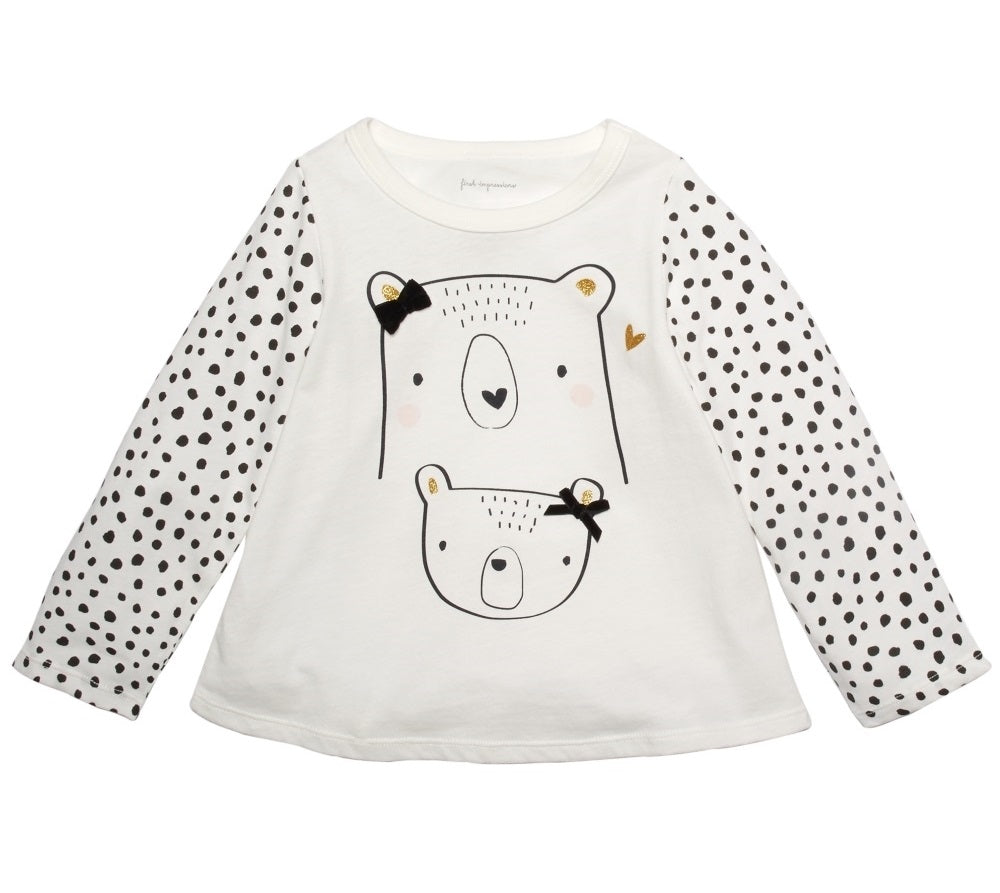 Camiseta infantil First Impressions Cotton Bears, tamanho 6, branca