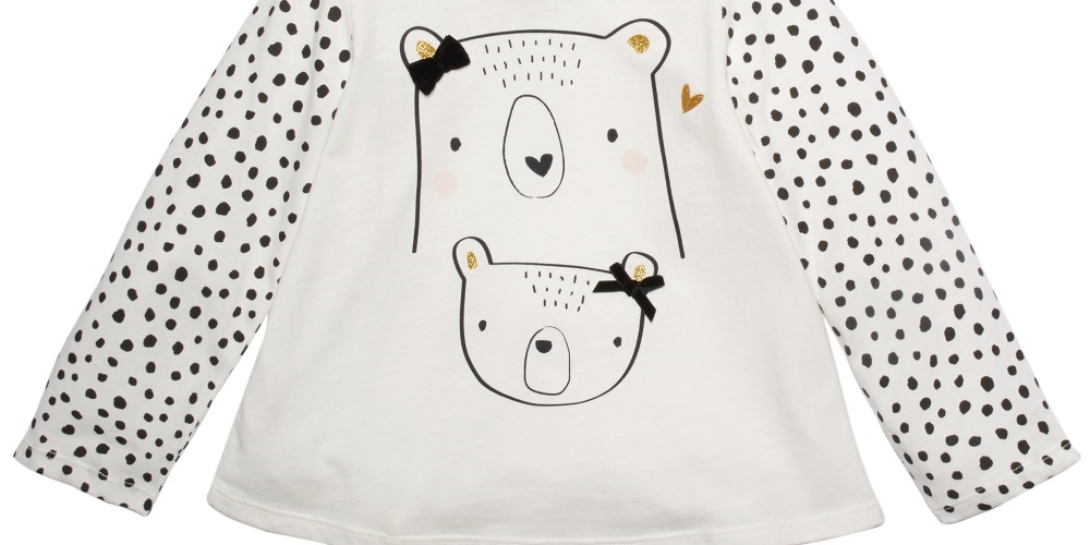 Camiseta infantil First Impressions Cotton Bears, tamanho 6, branca
