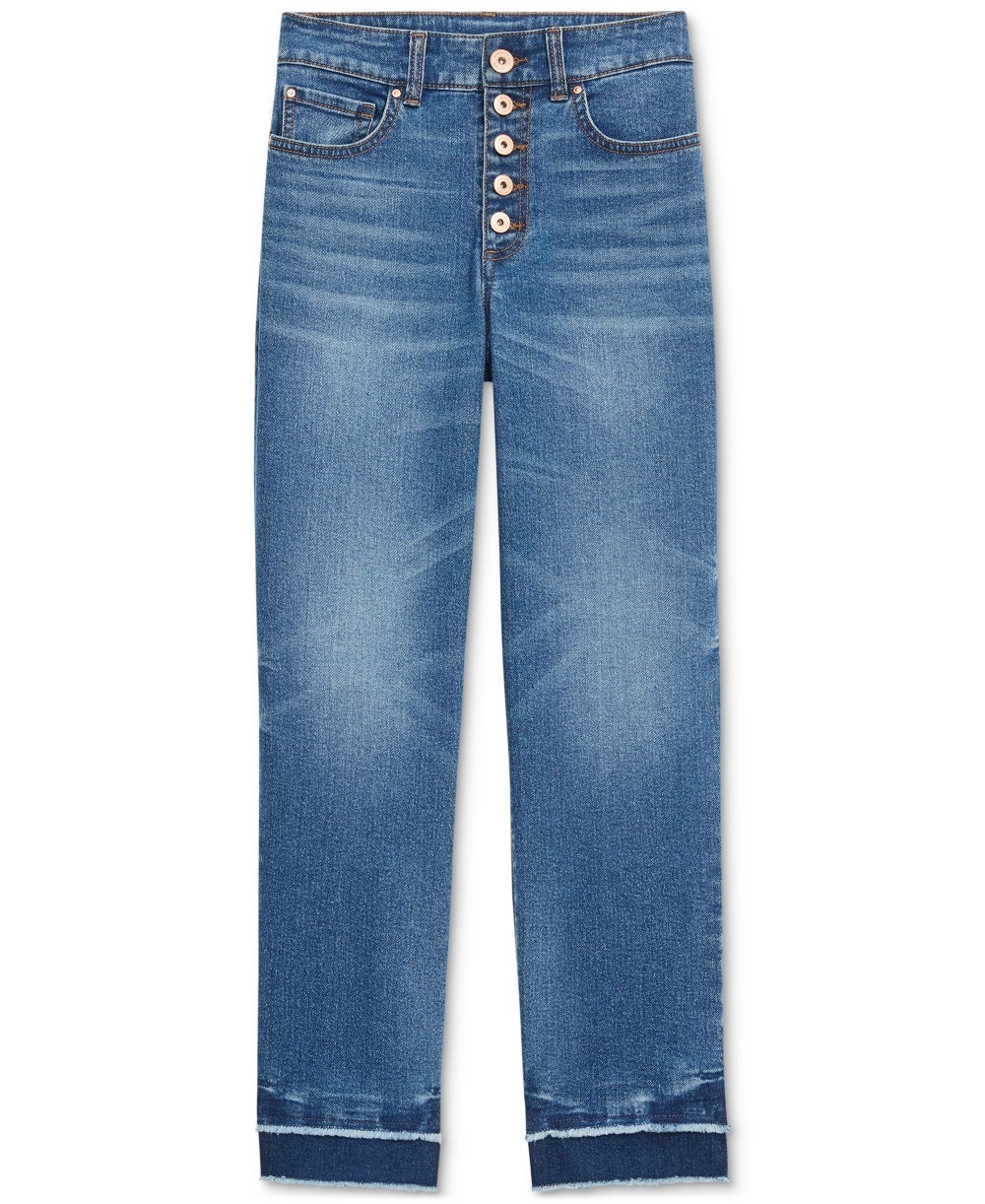 Calça jeans feminina rasgada e reta, tamanho 8, azul, da INC International Concepts