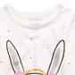 Camiseta infantil First Impressions com estampa de coelho e detalhes em lã sintética Sherpa, tamanho 12, branca