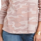 Blusa térmica feminina de algodão estampado estilo &amp; co, rosa, camuflagem, tamanho pequeno M