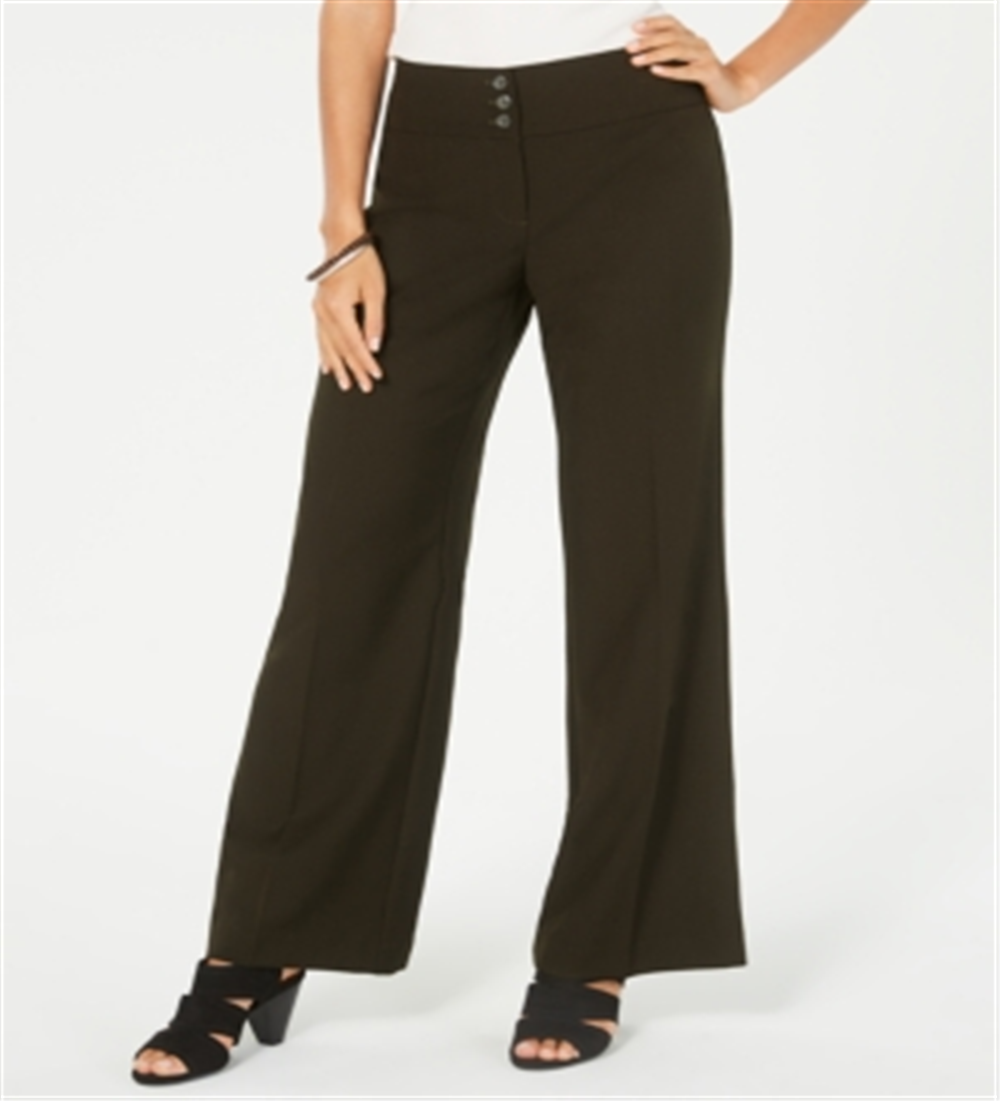 Calça feminina elástica de perna larga estilo &amp; co, preta, tamanho 12S