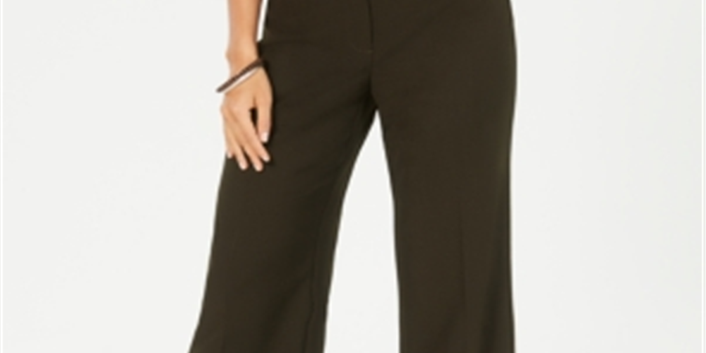 Calça feminina elástica de perna larga estilo &amp; co, preta, tamanho 12S