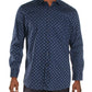 Camisa casual masculina estampada Bar III com botões, azul, tamanho G