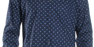 Camisa casual masculina estampada Bar III com botões, azul, tamanho G