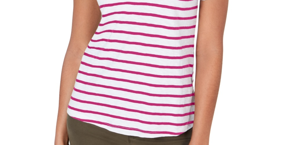 Top listrado de crochê de algodão feminino Charter Club, rosa, tamanho XX-G