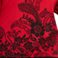 Blusa feminina estampada plus size com manga sino JM Collection, tamanho vermelho e preto -0X