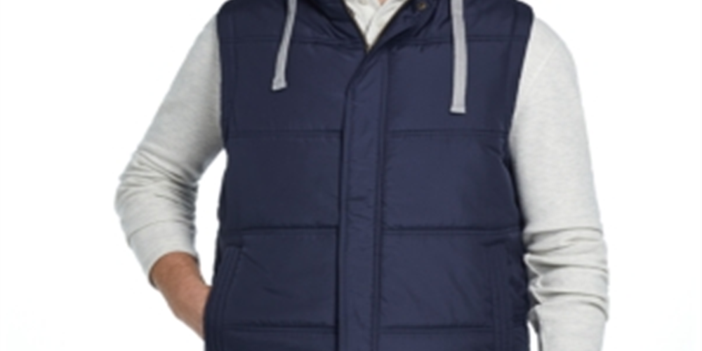 Colete masculino vintage à prova de intempéries com capuz, azul, tamanho XXXL