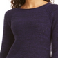 Suéter feminino texturizado de manga comprida com gola joia, roxo, tamanho pequeno médio