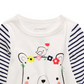 Camiseta infantil listrada de algodão First Impressions com urso, tamanho 3, branca