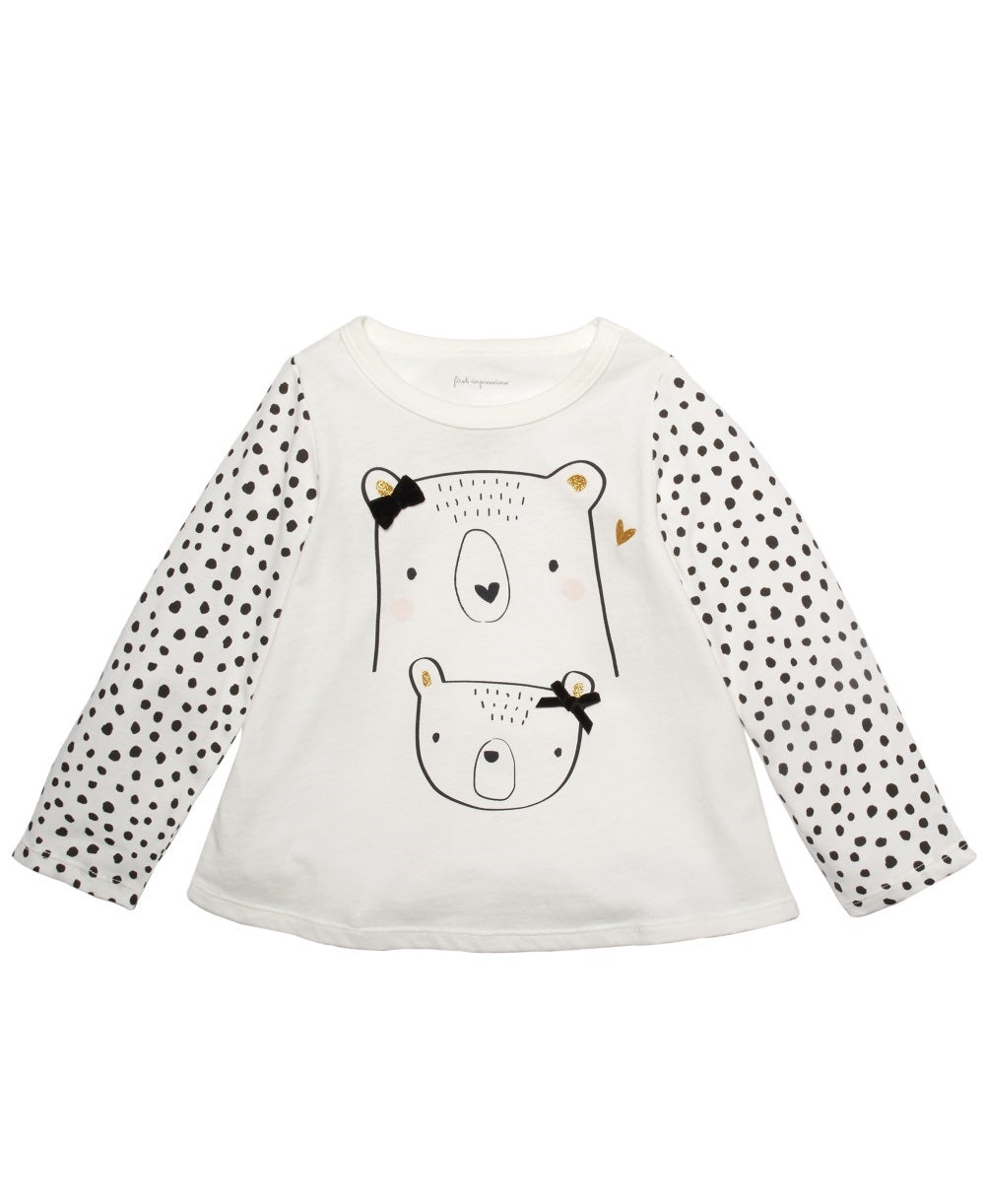 Camiseta infantil First Impressions Cotton Bears, tamanho 12, branca