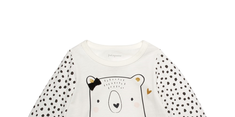 Camiseta infantil First Impressions Cotton Bears, tamanho 12, branca