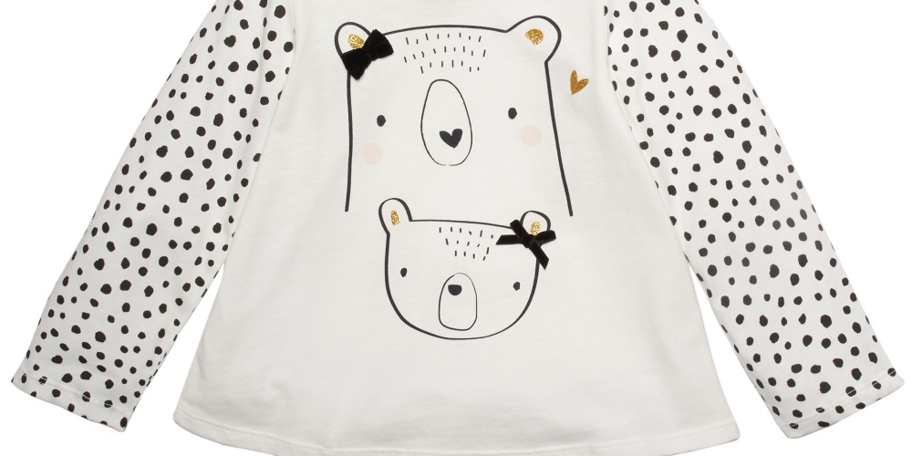 Camiseta infantil First Impressions Cotton Bears, tamanho 12, branca