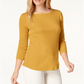 Charter Club Blusa feminina de algodão Pima com botões e ombros de fora Honey Glaze, tamanho pequeno P