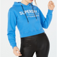 Moletom com capuz feminino Superdry Cotton Cropped com logotipo, azul, tamanho 4