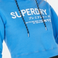 Moletom com capuz feminino Superdry Cotton Cropped com logotipo, azul, tamanho 4