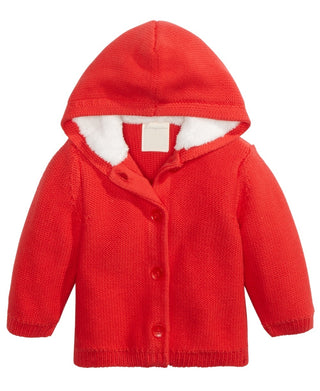 Suéter com capuz para meninos First Impressions com forro de sherpa sintético vermelho tamanho 6