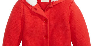 Suéter com capuz para meninos First Impressions com forro de sherpa sintético vermelho tamanho 6