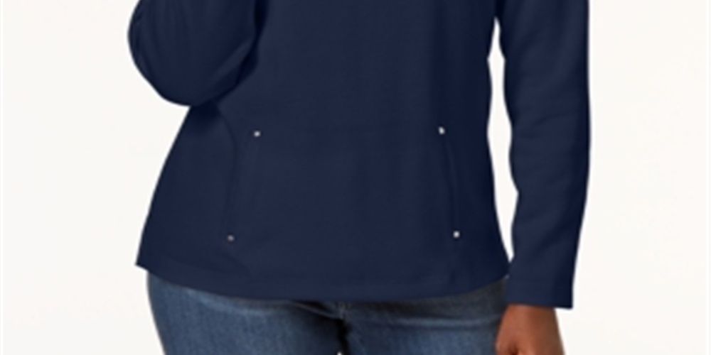 Karen Scott Blusa Feminina Gola Alta Azul Tamanho Pequeno XL
