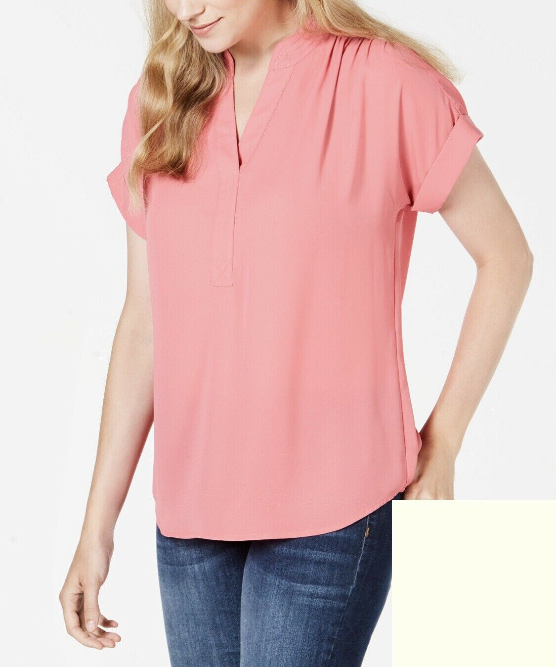 Blusa feminina Charter Club com manga dolman e decote dividido, branca, tamanho XX-grande