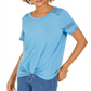 Top de renda com detalhes estilo &amp; co feminino azul tamanho médio