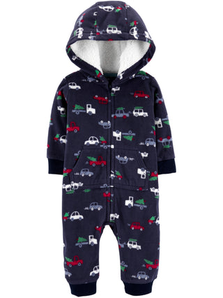 Capa de lã estampada para bebês Carter's Baby Boy's Holiday, azul-marinho, tamanho 18 M
