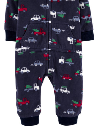 Capa de lã estampada para bebês Carter's Baby Boy's Holiday, azul-marinho, tamanho 18 M