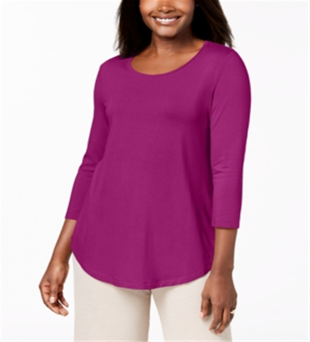 Blusa feminina JM Collection manga três quartos rosa chique tamanho pequeno G