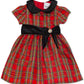 Vestido xadrez de gola tafetá para bebê Rare Editions, vermelho, tamanho 18 meses
