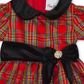 Vestido xadrez de gola tafetá para bebê Rare Editions, vermelho, tamanho 18 meses