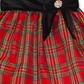 Vestido xadrez de gola tafetá para bebê Rare Editions, vermelho, tamanho 18 meses