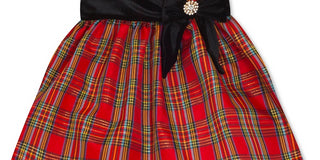 Vestido xadrez de gola tafetá para bebê Rare Editions, vermelho, tamanho 18 meses