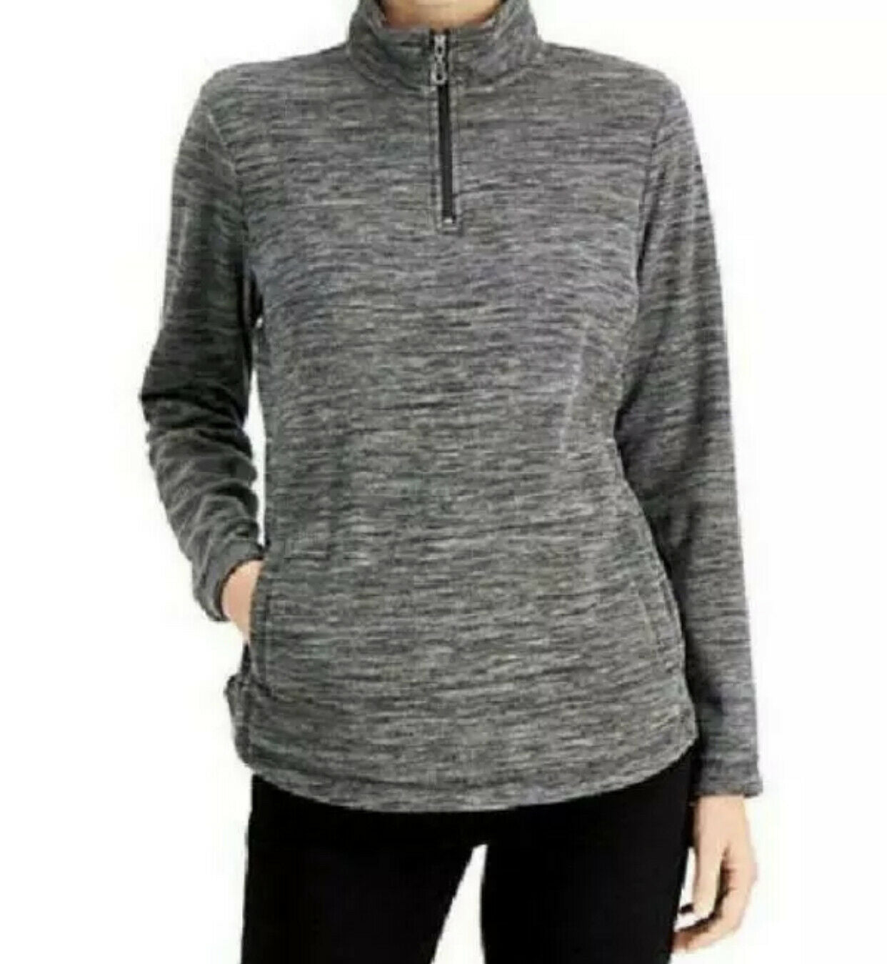 Karen Scott Suéter Feminino Médio Fleece Pulôver Cinza Tamanho Médio