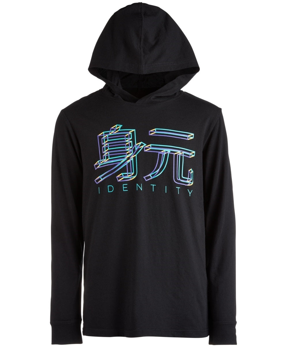 Camiseta com capuz e estampa gráfica Ideology Big Boy's, preta, tamanho X-G