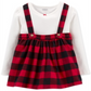 Conjunto de camiseta de algodão Carter's para meninas, 2 peças, e suéter xadrez Buffalo, vermelho, tamanho 2T