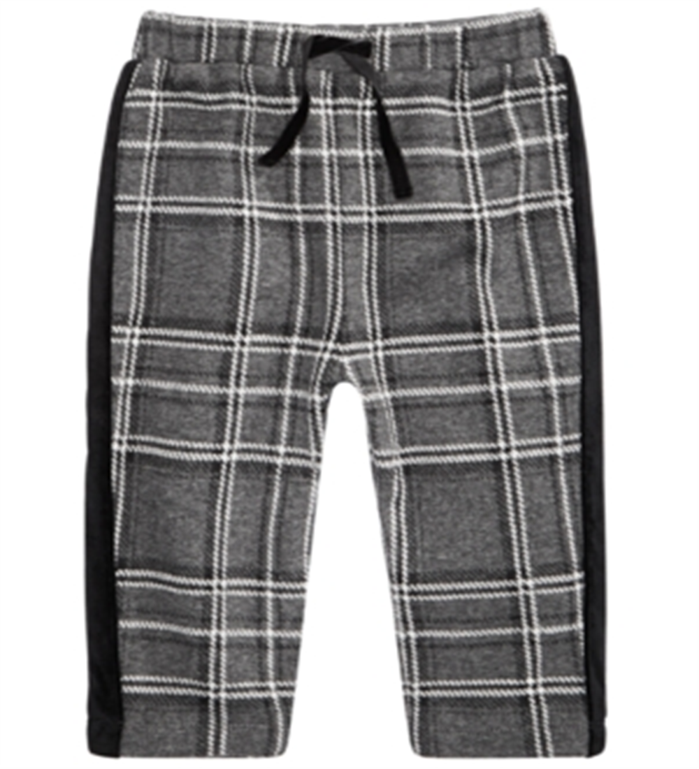 Calça xadrez listrada de veludo First Impressions para bebê menino cinza tamanho 0-3 M