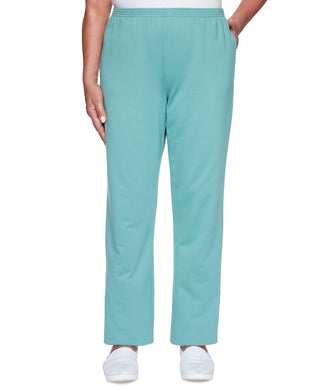 Calça feminina Alfred Dunner All About Ease Knit Pull On, verde, pequena e pequena