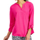 Blusa feminina Charter Club Berry Cool, gola V, manga comprida, rosa, tamanho extragrande
