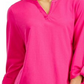 Blusa feminina Charter Club Berry Cool, gola V, manga comprida, rosa, tamanho extragrande